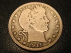 1915-P 90% Silver Barber Quarter VG FULL RIMS