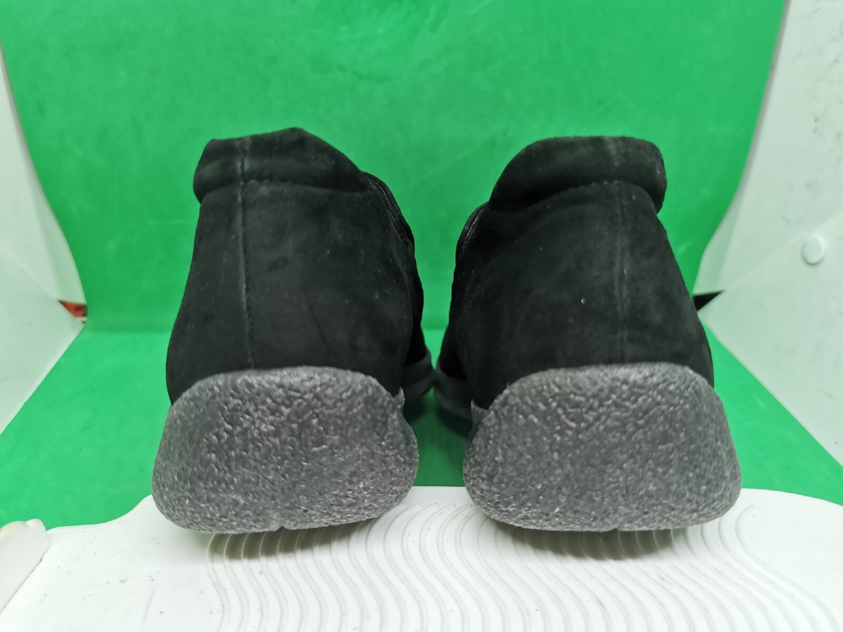Vintage Ecco Twist Black Suede Leather Penny Loafers Dress 