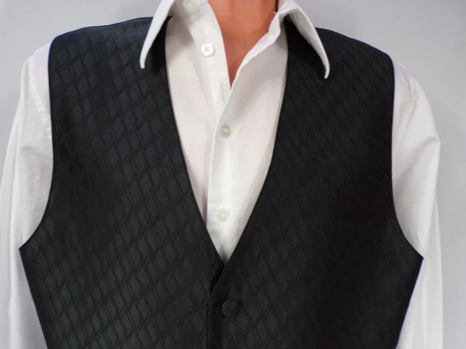 Vintage USA Brandon Michael Vest Mens Large Designer Geometric Weave Lined L24 - Image 2 of 4