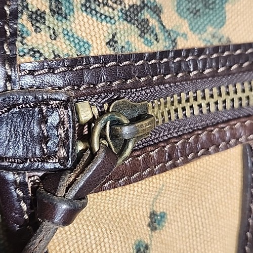 Lucky Brand Vintage Inspired Hobo Tote Palm Leaf Canvas and Leather - Picture 4 of 24