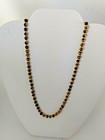 Hand Crafted Artisan Tiger's Eye and Gold Glass Bead Necklace 22 Inch Hand Knot