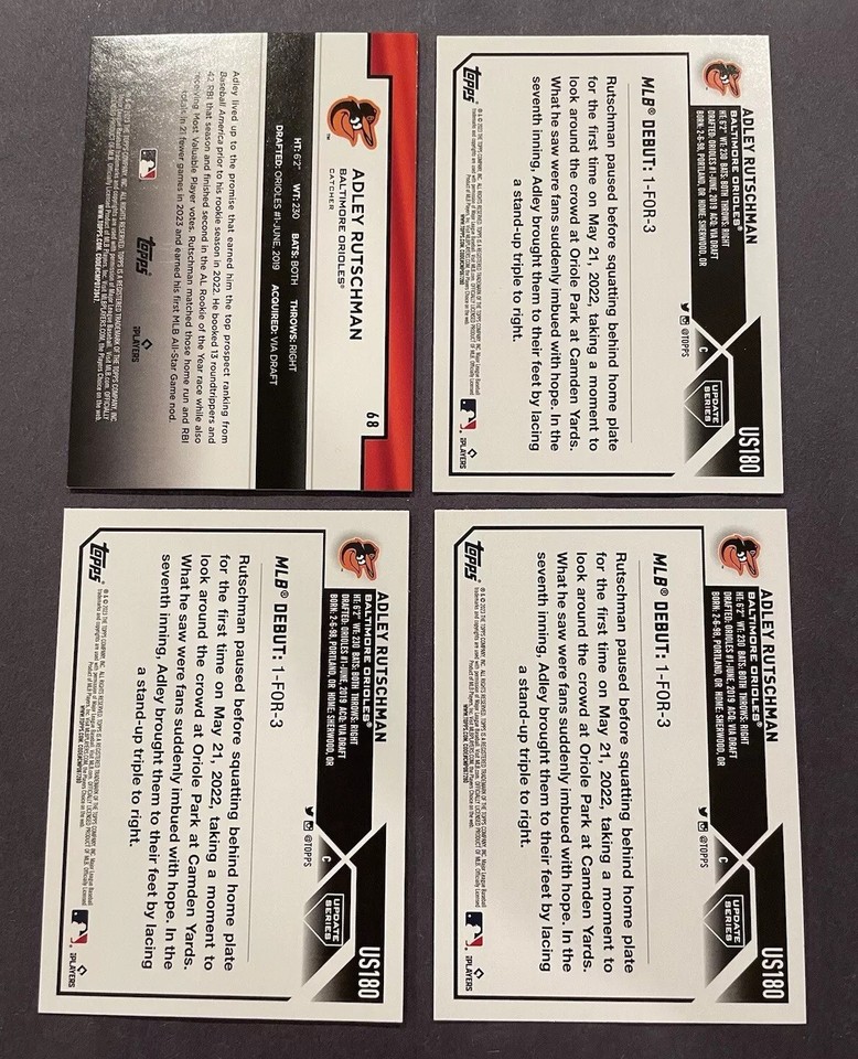 Adley Rutschman RC Lot (4) 2023 Topps Flagship Costco RC & 3 Update