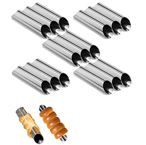 15pz Tubi Cannoli 5 Acciaio Inox Antiaderente Corno Crema Stampo Pasticceria Danese - Foto 2 di 7