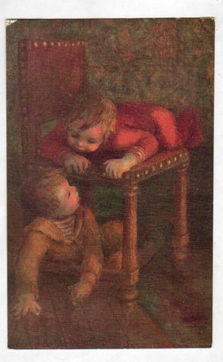 ART PAINTING SALON DE PARIS / CHILDRENS game of hide and seek by A. BALL DEMONT