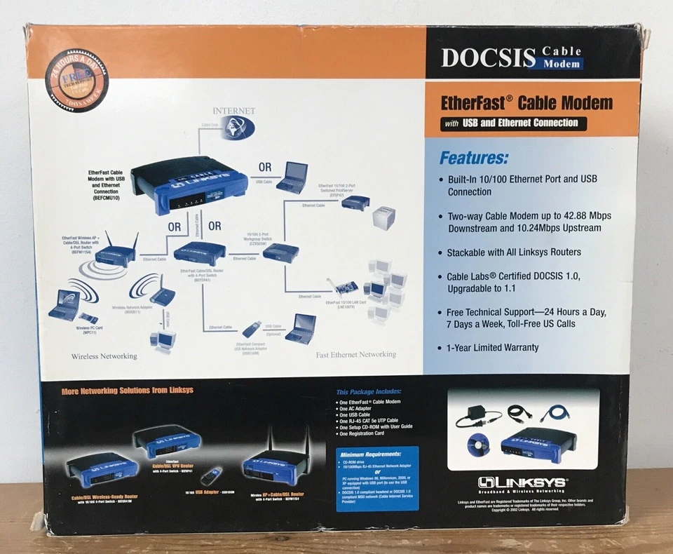 Módem de cable Linksys BEFCMU10 EtherFast con conexión USB y Ethernet Foto 4 de 4