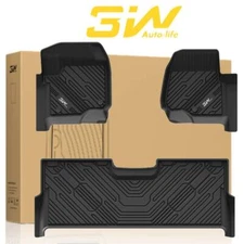3W Floor Mats For Ford F250 F350 F450 Super Duty 2017-2025 CrewCab with Storage