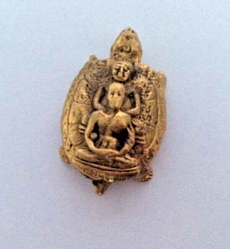 12 Amulette Thaï Tortue en laiton bronze argent Bouddha sacré chance Thaïlande - Picture 9 of 31