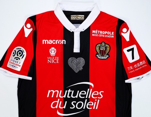 OGC NICE 2017-18 HOME MATCHWORN SHIRT L PLÉA #14 - MAILLOT MACRON PORTÉ MAGLIA - Picture 5 of 23