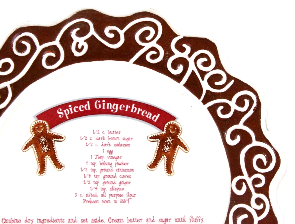 Plato de Navidad Blanco Granero Especiado Receta de Pan de Jengibre Navidad 8.25" Cerámica Foto 3 de 4
