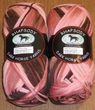 Lot of 2 Skeins, Dark Horse Rhapsody Yarn, 100% Merino Wool 3.5 oz, 205yd, #159