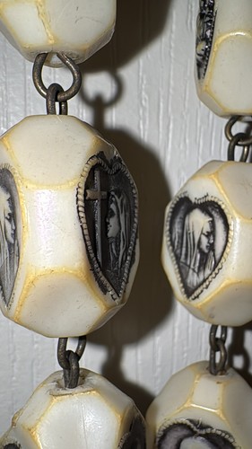 Vintage Extra Large Wall Rosary Fatima Resin Beads 8" Crucifix & 65" in Length - Picture 5 of 23