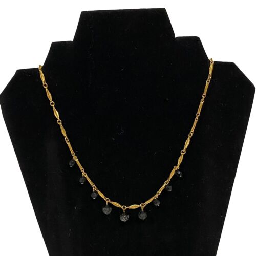 Premier Designs Gold Tone Necklace with Black Beads