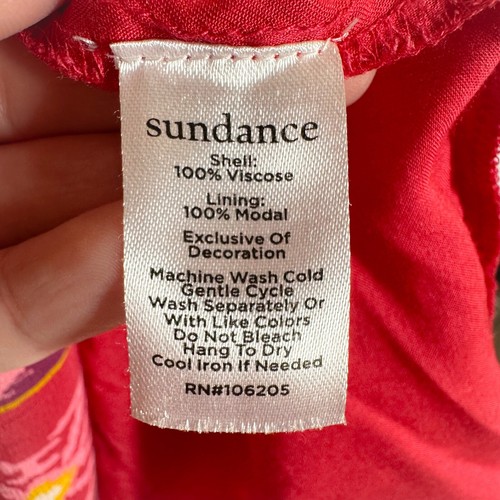 Abito Sundance Everly Taglia Petite XS Rosso Abito Geometrico Ikat Ricamato Boho - Foto 9 di 10