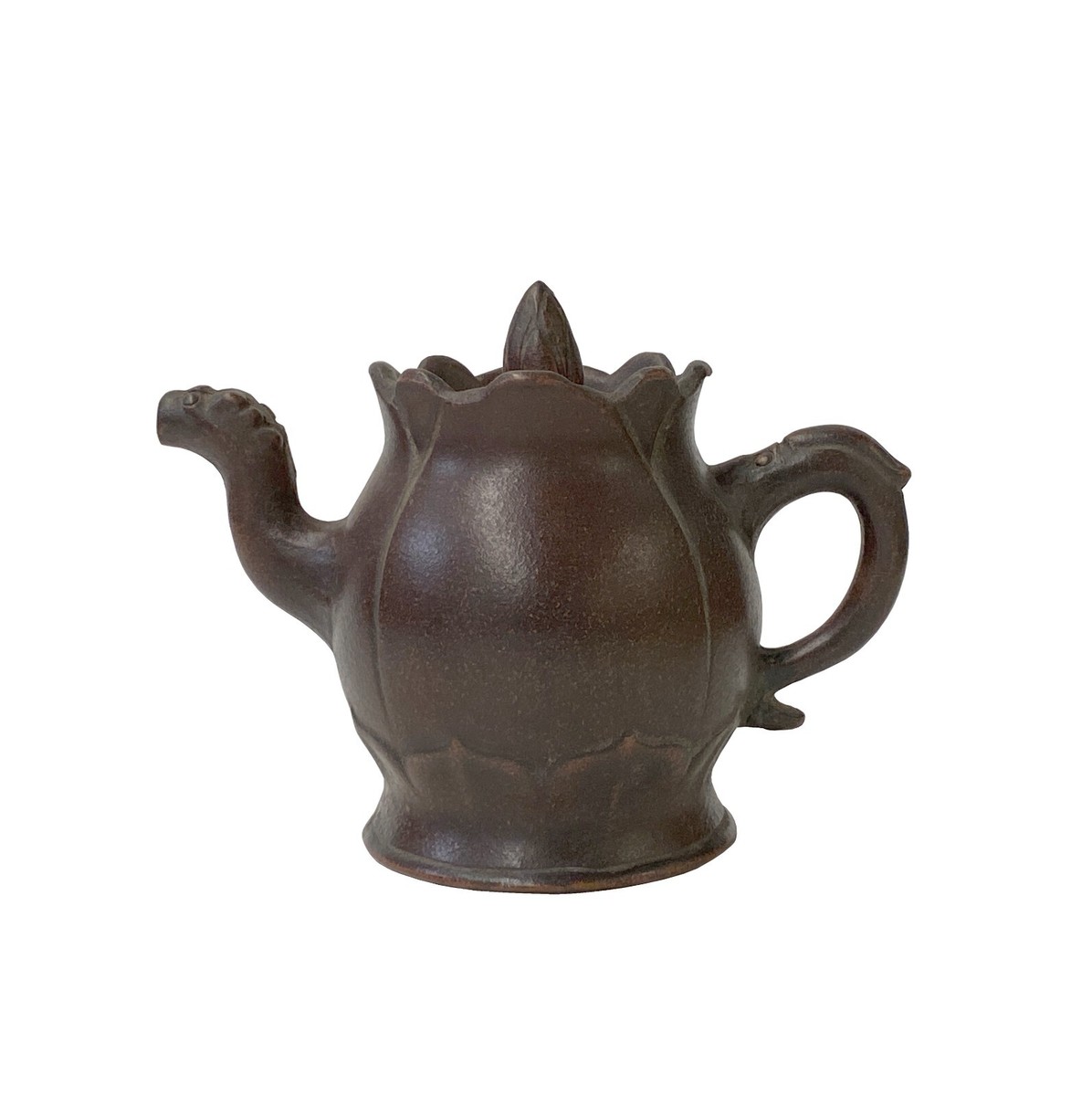 Chinese Brown Yixing Zisha Clay Teapot w Dragon Head Accent ws2589S Chinese Brown Yixing Zisha Clay Teapot w Dragon Head Accent ws2589S