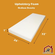 1"x24"x72" Medium Density Foam Sheet Cushion Replacement Upholstery Foam