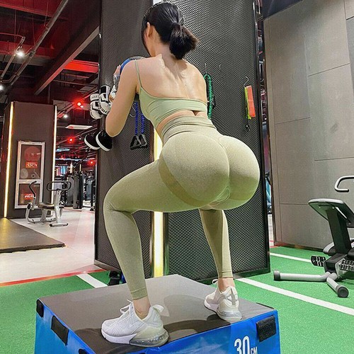 Women TikTok Leggings High Waist Anti-Cellulite Sexy Ruched Yoga Pants Workout - Picture 11 of 35