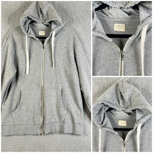 Jack And Jones Plain Zip Hoodie Men Extra Large Gray Jumper Sweatshirt Sweater