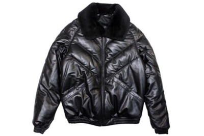 Men's warm Jacket V Bomber lambskin Leather coat With Detachable Real Fur Collar