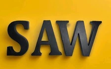 SAW 3D Vintage INDUSTRIAL Cast Aluminum Metal BLOCK SIGN Initials Wall Art 7"