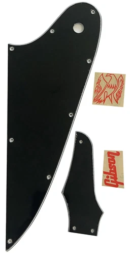 Guitar Parts Pickguard For Gibson Firebird & Truss Rod Cover Red "Logo" Black
