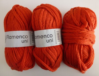 Gründl Bändchengarn Wolle ''Flamenco Uni'' 3 x 50g orange