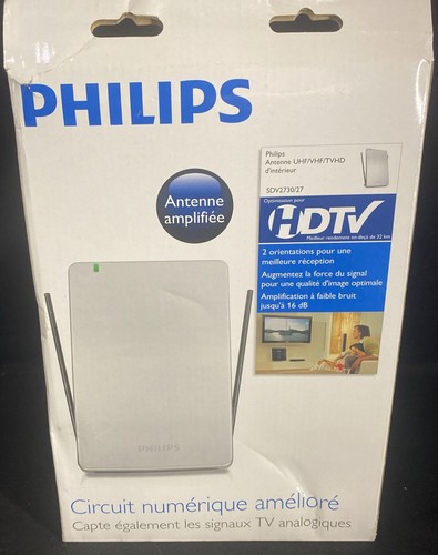 Phillips SDV2730/27 UHF/VHF/HDTV antenna amplificata da interno scatola aperta