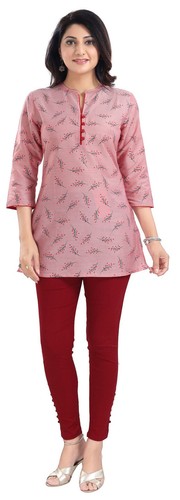 Piping Art Silk Kurti Women Top Indian Kurti Pink Tunic Kurta Shirt Dress MM368 - Picture 5 of 8