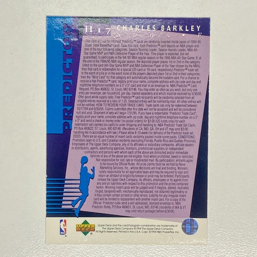 1994-95 Upper Deck - Hobby Redemption Predictor #H17 Charles Barkley - Picture 2 of 2