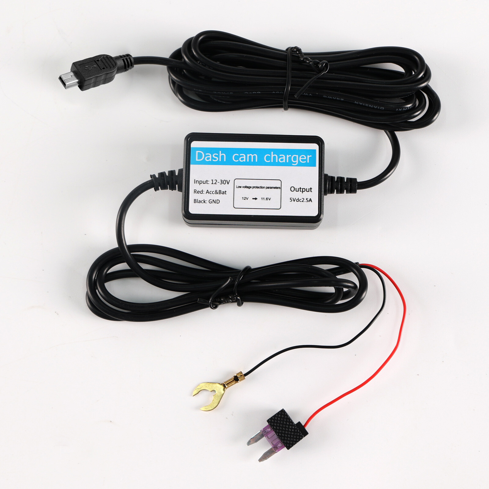 XGODY Mini USB HardWire Kit Power Cable 12-30V 5V/2.5A  Fuse Box Dash cam