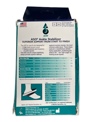 Med Spec 264014 Medium Size ASO Ankle Stabilizer - Black Fast