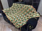 Vintage Afghan Crochet Colorful Sofa Throw Blanket Home Décor Quilt 138x116 cm