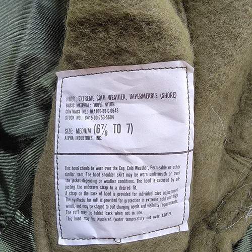 New US Military Extreme Cold Weather Impermeable Shore Parka Hood Size Medium - Picture 7 of 8