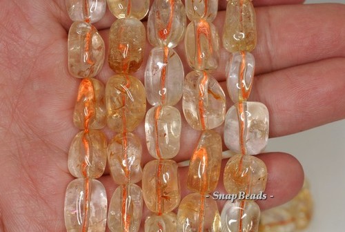 14X12-12X10MM CITRINE QUARTZ GEMSTONE NUGGET LOOSE BEADS 7inch - Picture 2 of 3