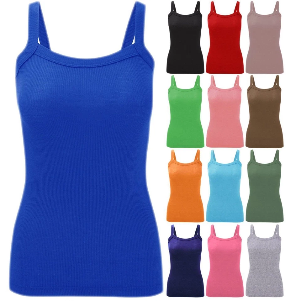 Новые женские женские летние на резинке ребристый жилет с ремешками лифчик топ плюс размер Uk 8-26 - Изображение 2 из 2