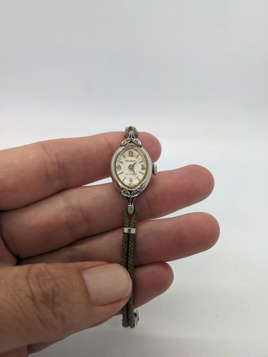 Montre Vintage Marc Nicolet Des Années 60/70 - Mécanique Manuelle, Boîtier Acier, Cadran Noir - Occasion Très Bel état