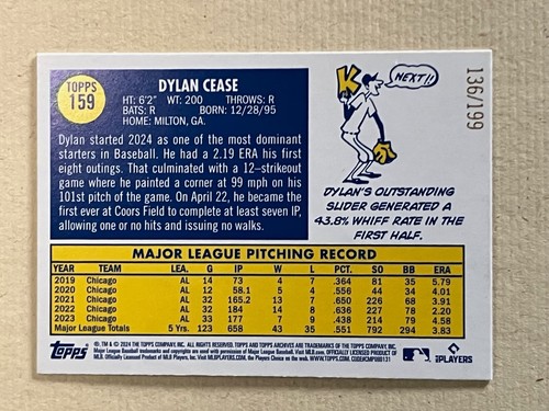 Lámina arco iris Topps Archives 2024 #159 Dylan Cease 136/199 San Diego Padres - Imagen 2 de 2