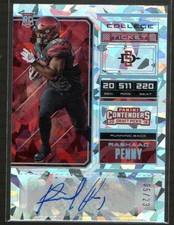 2018 Rashaad Penny RC 5/23 Auto Contenders Cracked Ice Seahawks