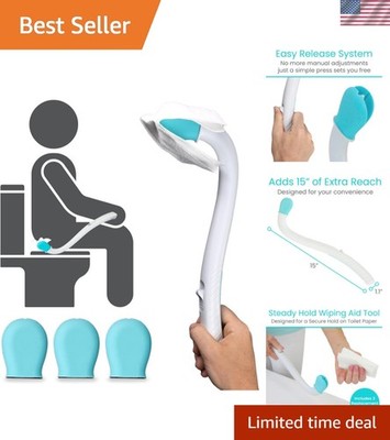 Wiping Wand Toilet Aid - Bum Wipe Assist Tool for Toileting - 15'' Long  Comfo...