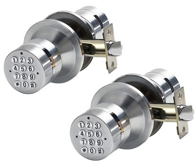 Keypad Door Lock Electronic Entry Knob Silver 780669096315 2pc Handle Keyless