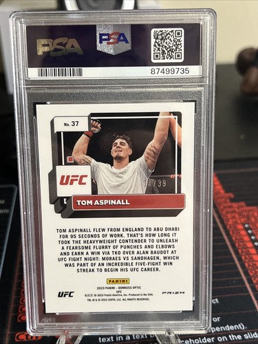 2023 Tom Aspinall Black Velocity Psa 10 - Picture 2 of 2