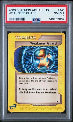 2003 POKEMON AQUAPOLIS #141 WEAKNESS GUARD PSA 8