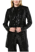 Badgley Mischka Women's Sequin Self Tie Jacket Black