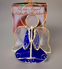 Stained Glass Angel Votive / Tea Light Candle Holder W/Box