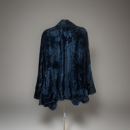 Vintage 90’s Rahi Cali Black Crushed Velvet Blazer Jacket Women Open Front Med - Picture 10 of 20