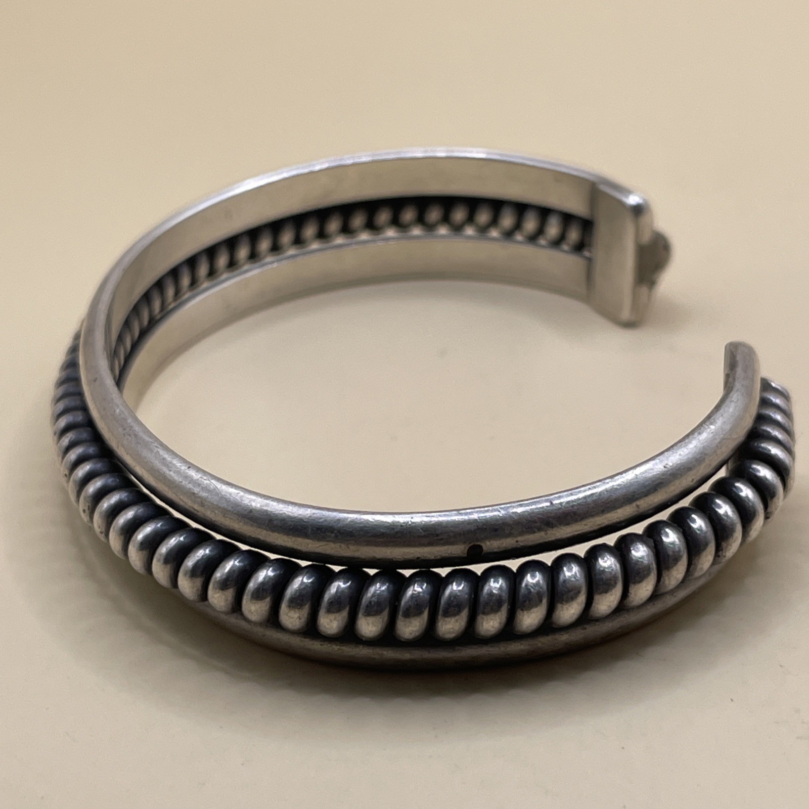 Solid Sterling Silver Multi-Band Macaroni Link De… - image 6