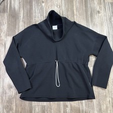 Varley Barton Sweat Double Faced Black Mock Neck Tie Waist Sweatshirt Size M