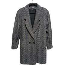 GLENBROOKE Women's Herringbone Tweed Double Breasted Blazer Coat Size 14