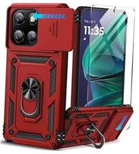 for Motorola Moto G Stylus 2025 Case with Screen Protector  Slide Camera Red