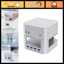 Mac Mini M4 Docking Station USB-C Hub, 4 High-Speed USB-A Ports, Aluminum Stand
