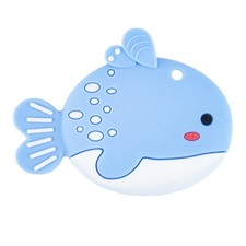 Silicone Baby Teether Fish Shape Molar Stick for Infants 3M Blue, Boilable